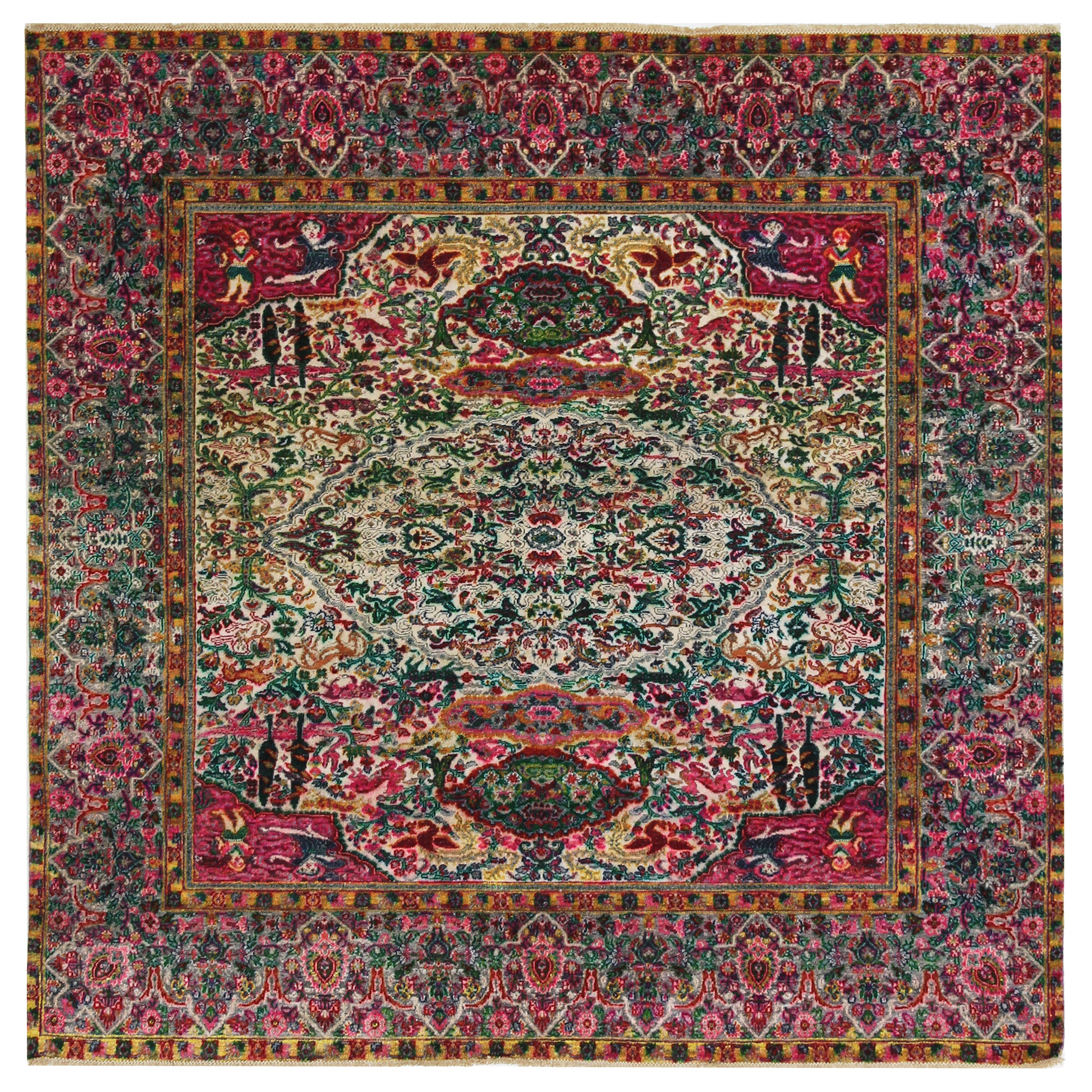 Cream Alchemy Transitional Silk Rug - 6'5" x 6'6"