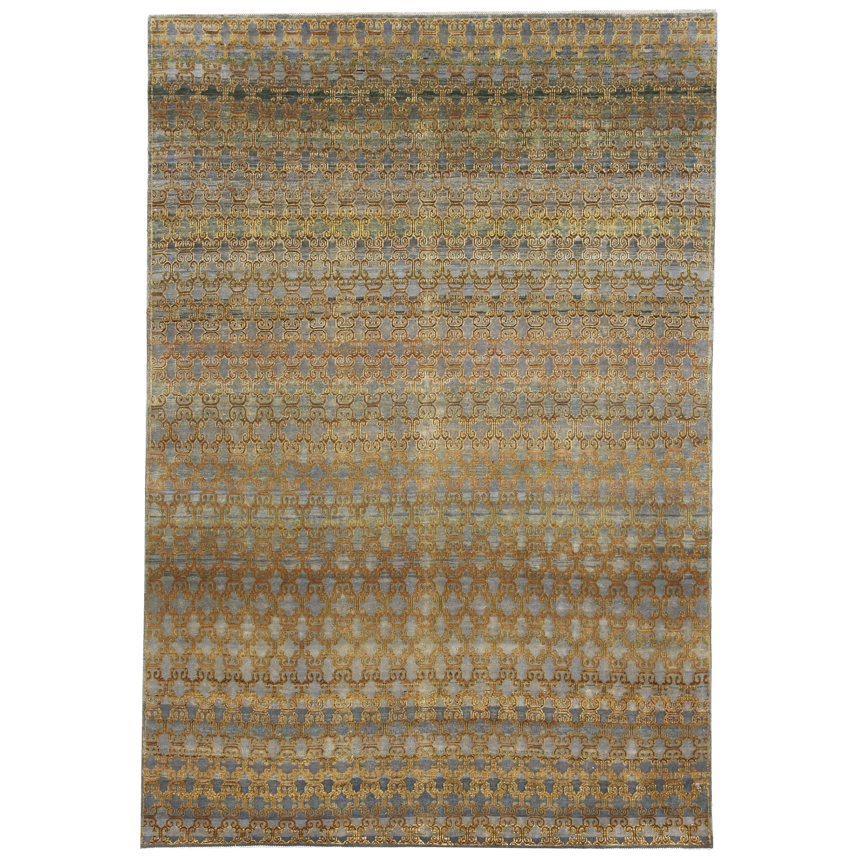 Brown Alchemy Transitional Silk Wool Blend Rug - 6'0" x 8'11"