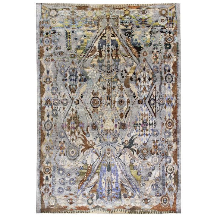 Grey Alchemy Transitional Silk Rug - 9'8" x 13'8"