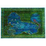 Green Alchemy Transitional Silk Rug - 4'9" x 6'9"