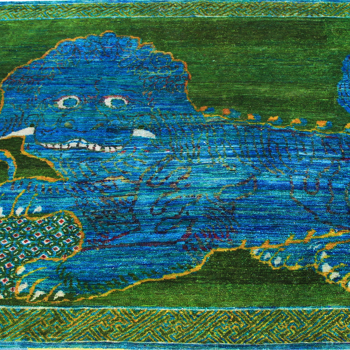 Green Alchemy Transitional Silk Rug - 4'9" x 6'9"