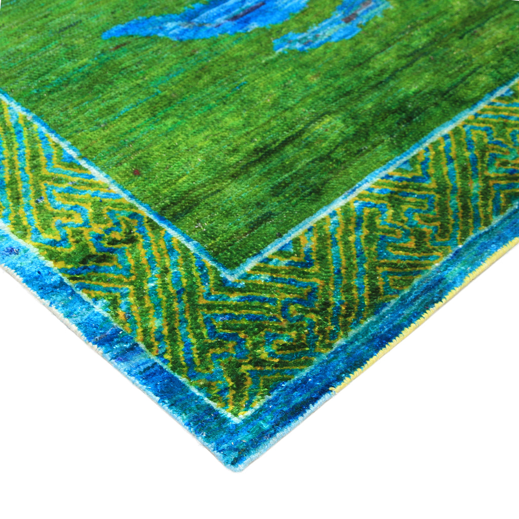 Green Alchemy Transitional Silk Rug - 4'9" x 6'9"