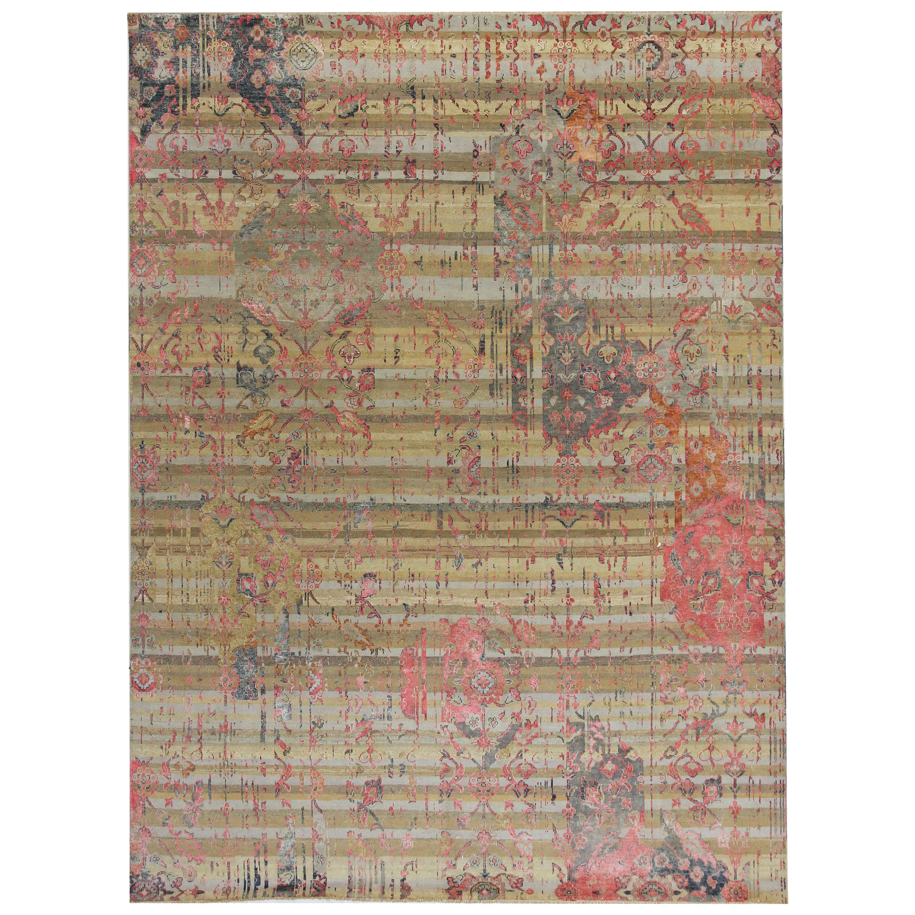 Gold Alchmey Transitional Wool Silk Blend Rug - 9'1" x 12'