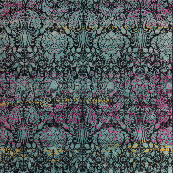 Blue & Pink Modern Silk Wool Blend Rug - 8' x 10'2"