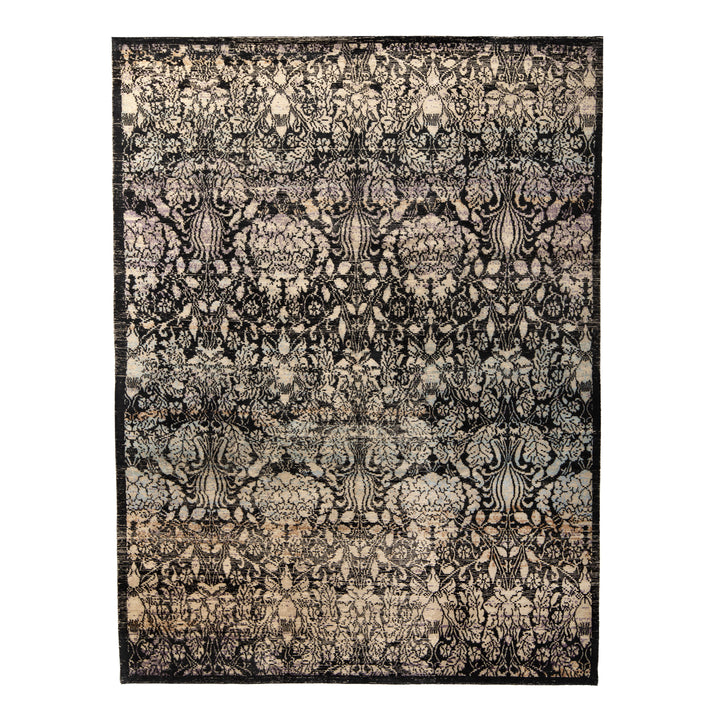 Black & Grey Modern Silk Wool Blend Rug - 8'1" x 10'3"