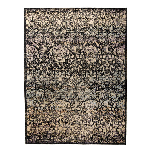 Black & Grey Modern Silk Wool Blend Rug - 8'1" x 10'3"