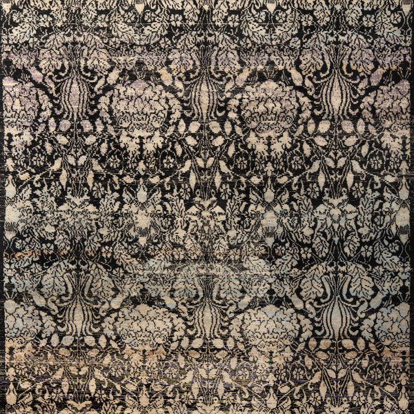 Black & Grey Modern Silk Wool Blend Rug - 8'1" x 10'3"