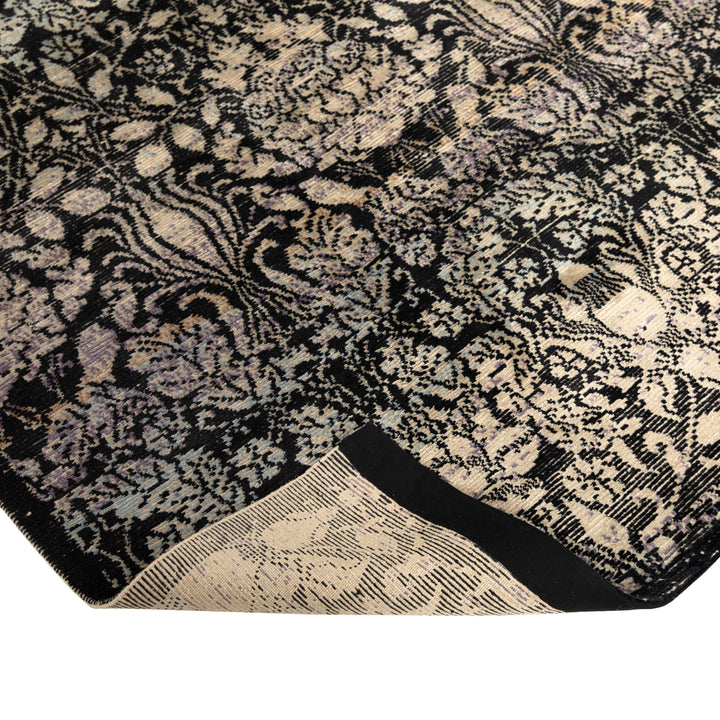 Black & Grey Modern Silk Wool Blend Rug - 8'1" x 10'3"