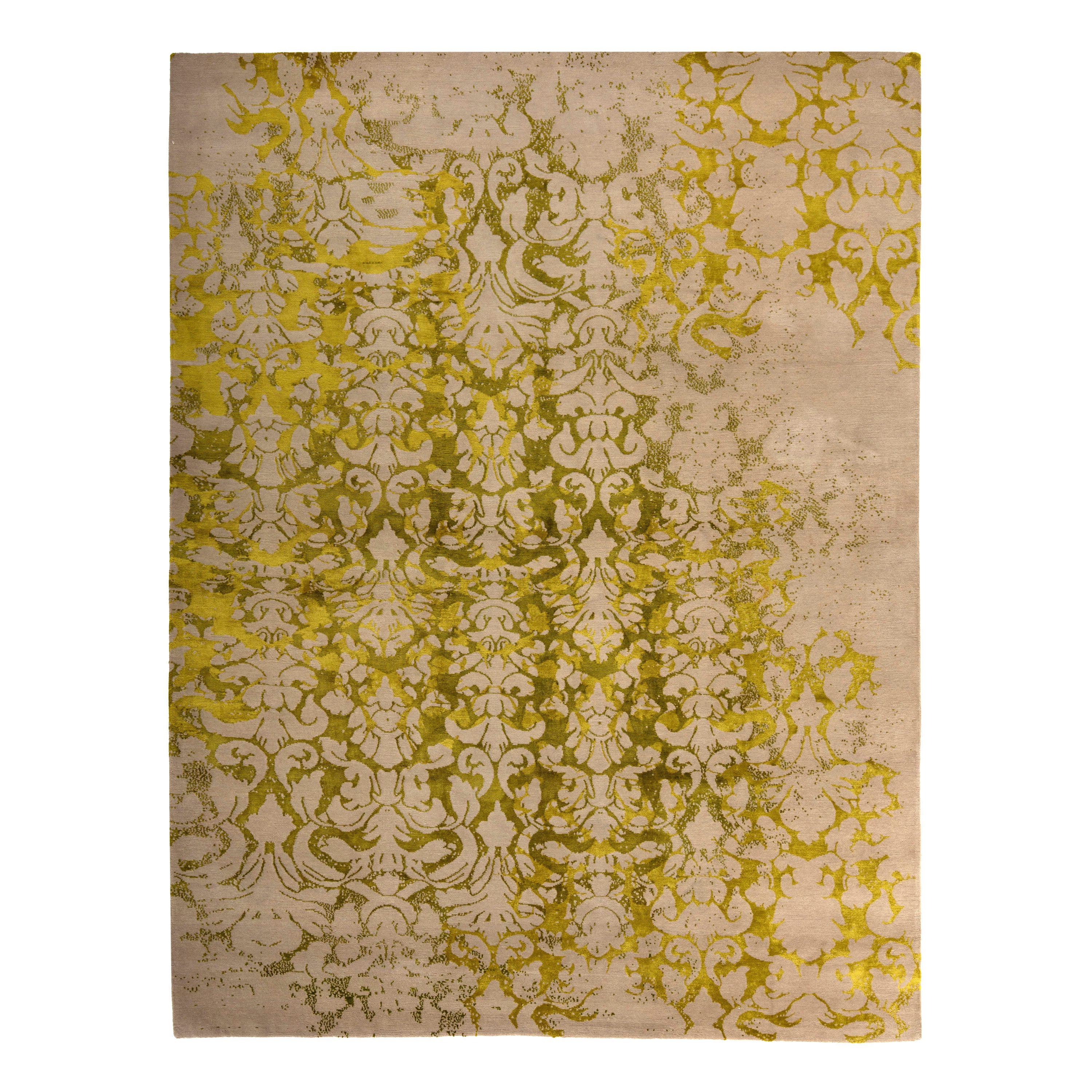 Brown & Green Modern Silk Wool Blend Rug - 8' x 10'3"