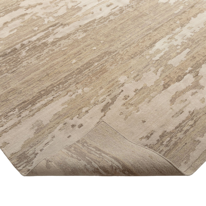 Brown & Grey Modern Wool Silk Blend Rug - 9' x 12'