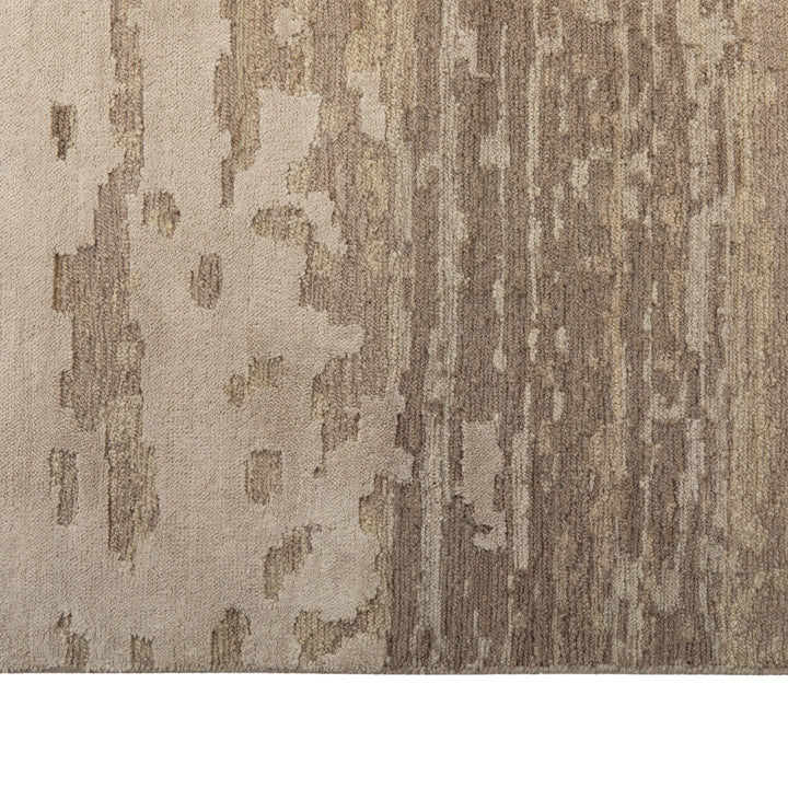 Brown & Grey Modern Wool Silk Blend Rug - 9' x 12'