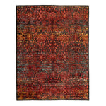 Red & Black Modern Silk Wool Blend Rug - 8' x 10'1"