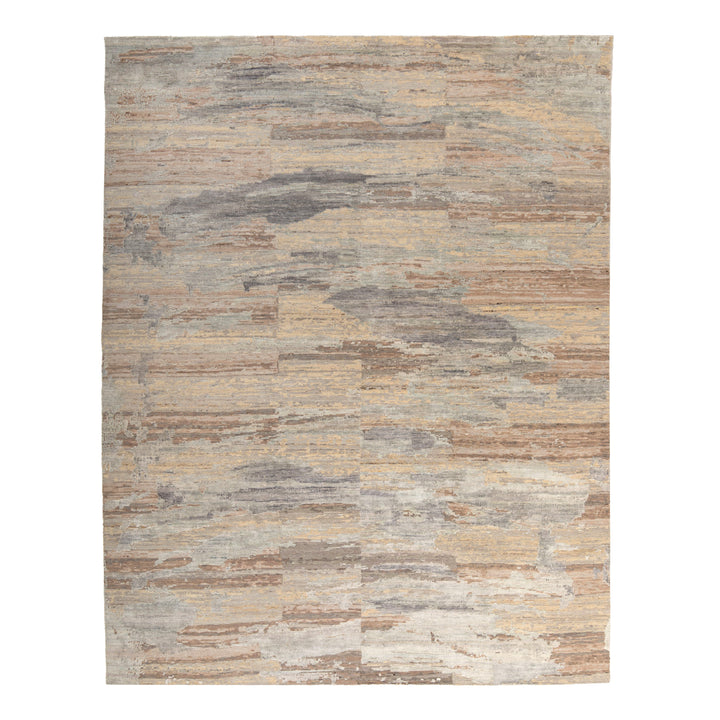 Multicolored Modern Wool Silk Blend Rug - 8' x 10'