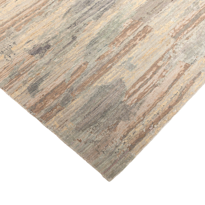 Multicolored Modern Wool Silk Blend Rug - 8' x 10'