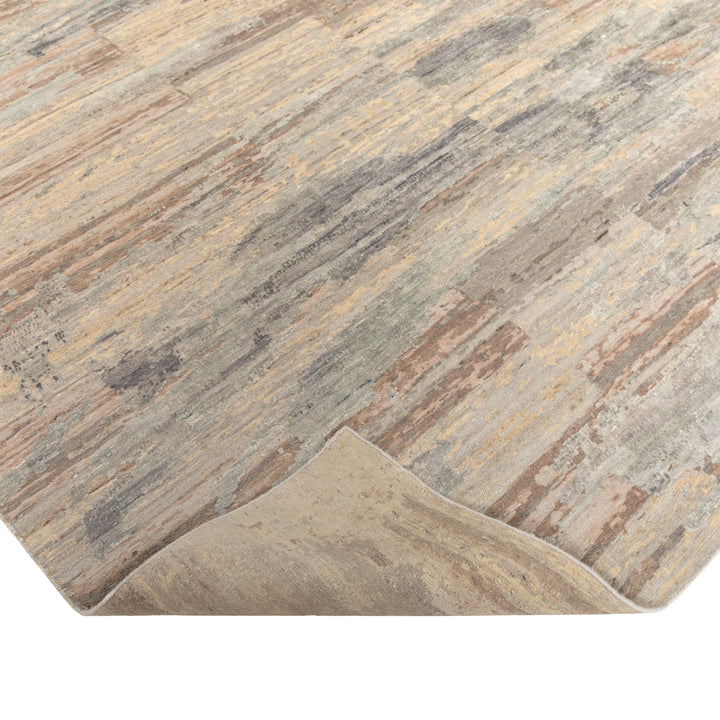 Multicolored Modern Wool Silk Blend Rug - 8' x 10'