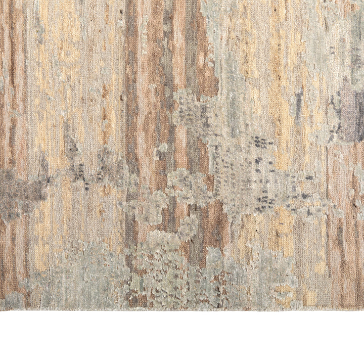 Multicolored Modern Wool Silk Blend Rug - 8' x 10'