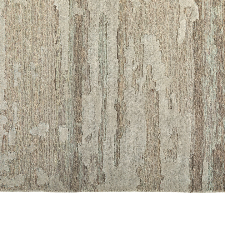 Grey & Blue Modern Wool Silk Blend Rug - 8'1" x 10'