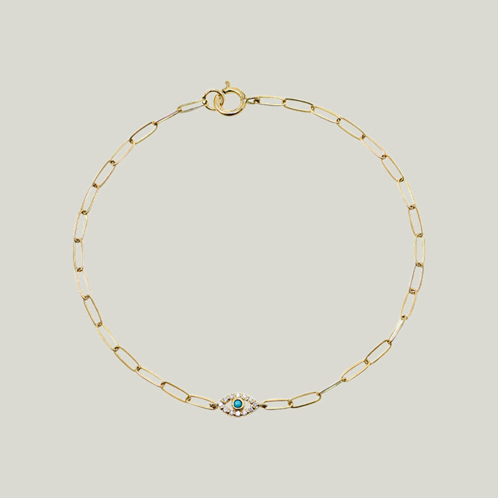 Evil Eye Paperclip Bracelet