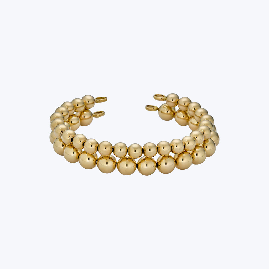 14K Yellow Gold Medium Bead Bangle 7"