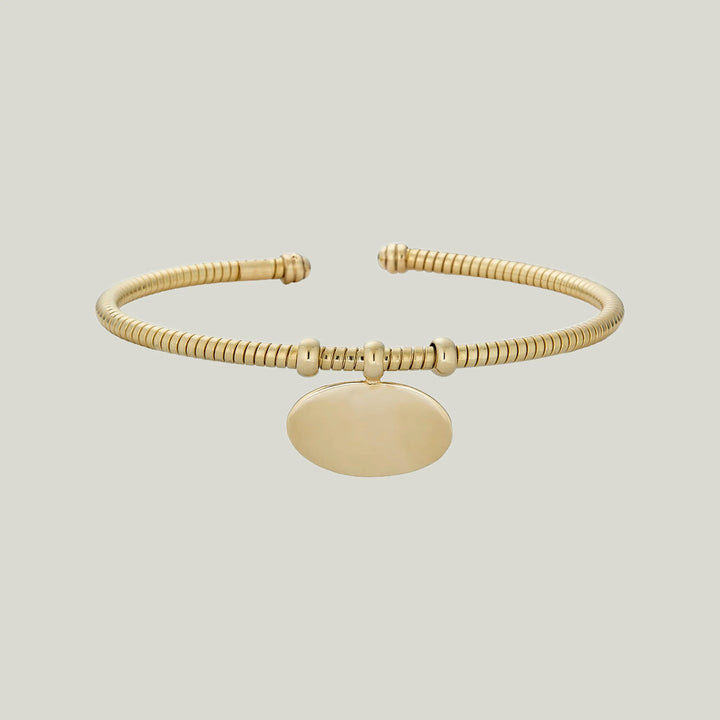 14K Yellow Gold Tubogas Charm Bracelet 7"