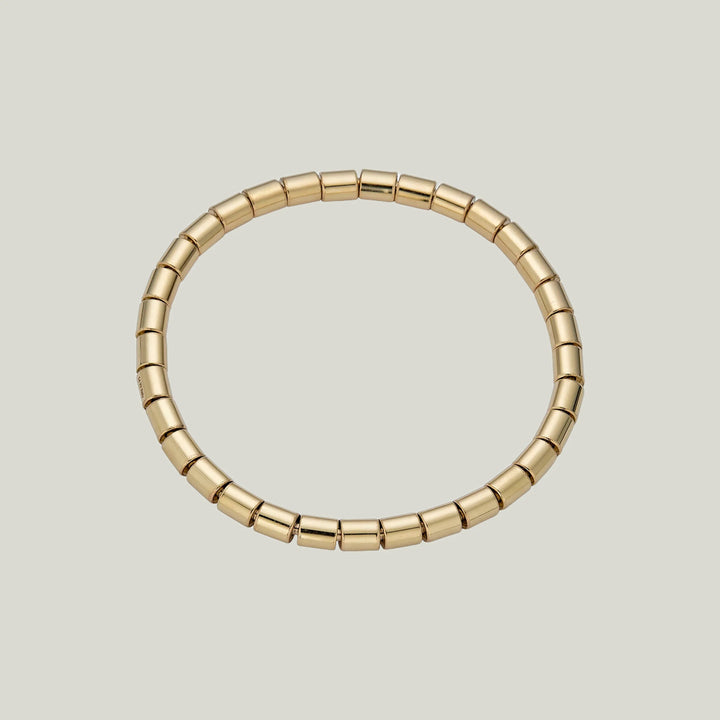 14K Yellow Gold 5 Mm Barrel Stretch Bracelet 7"