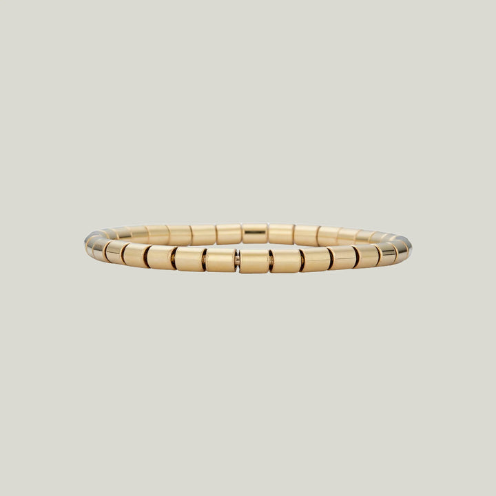 14K Yellow Gold 5 Mm Barrel Stretch Bracelet 7"
