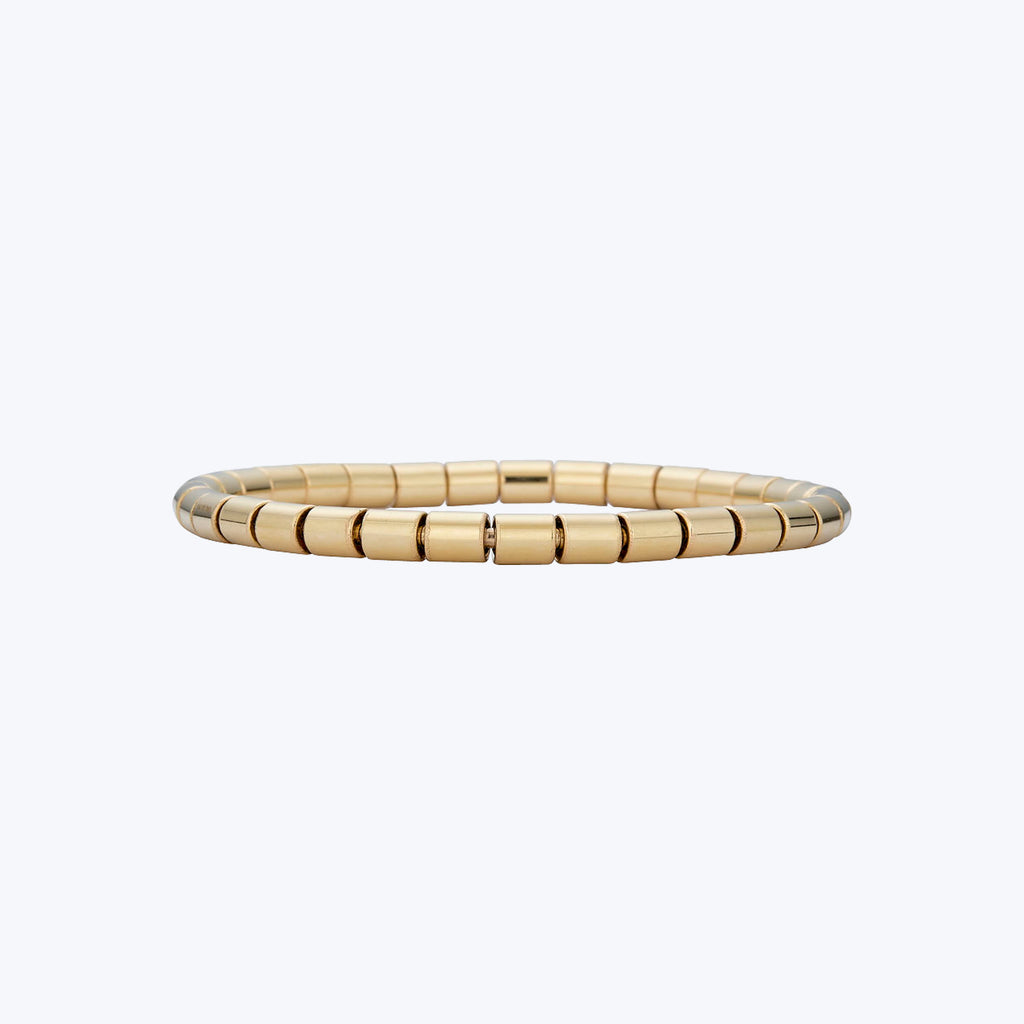 14K Yellow Gold 5 Mm Barrel Stretch Bracelet 7"