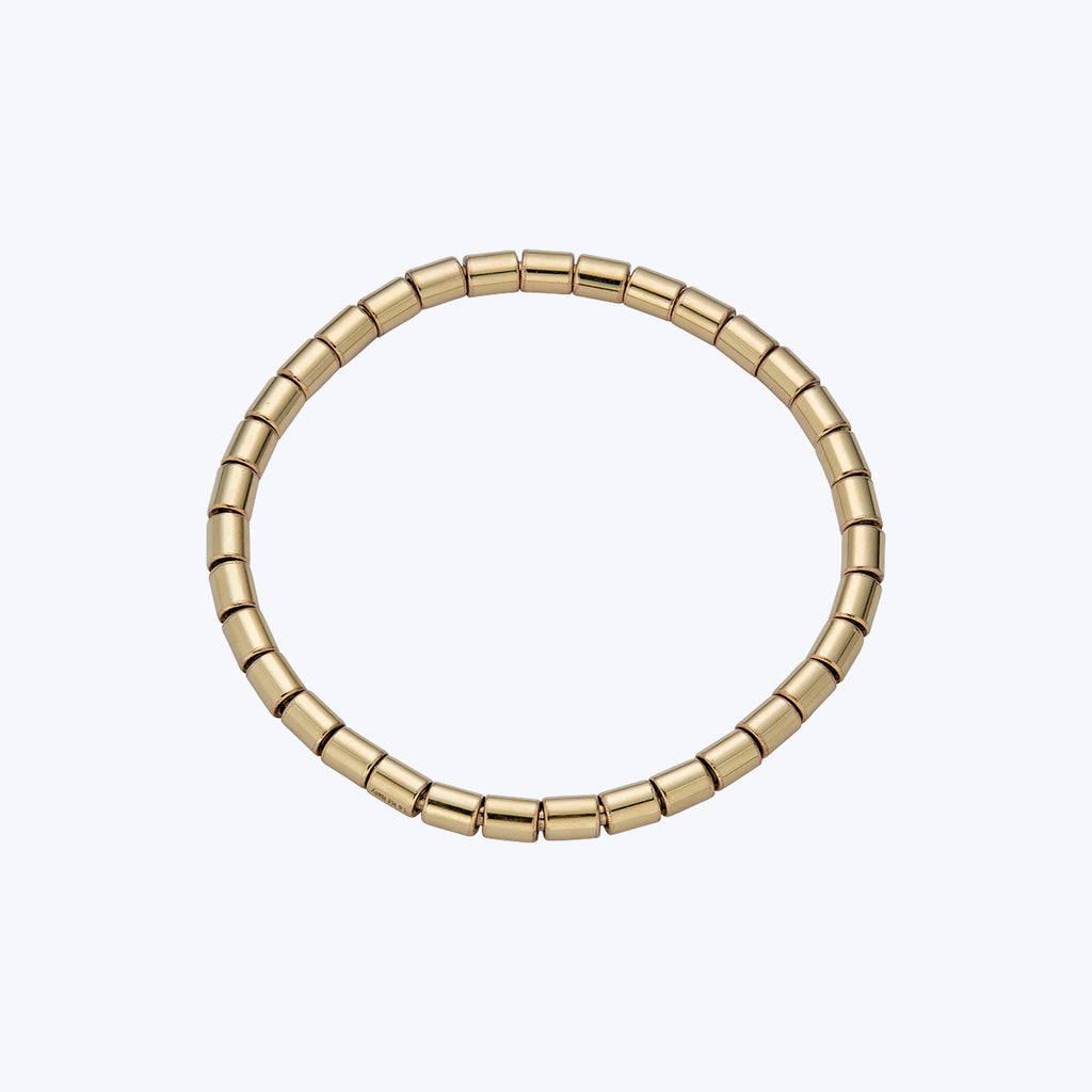 14K Yellow Gold 4 Mm Barrel Stretch Bracelet 7"