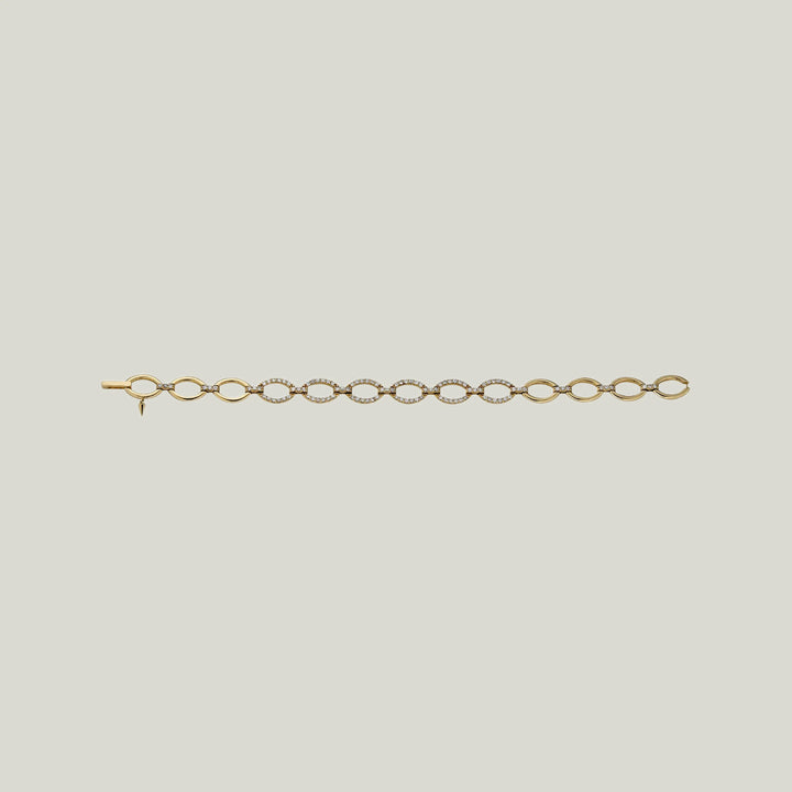 14K Yellow Gold And Diamond Chain Bracelet 1.60 Cts. 7"