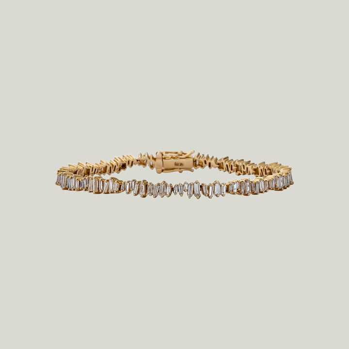 14K Yellow Gold "Broken Glass" Full Diamond Bracelet 7"