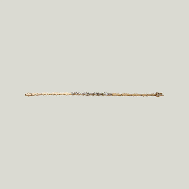 14K Yellow Gold "Broken Glass" Diamond Plaque Bracelet 7"