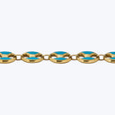 14K Yellow Gold Coffee Bean Turquoise Enamel Bracelet