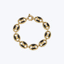 14K Yellow Gold Coffee Bean Black Enamel Bracelet