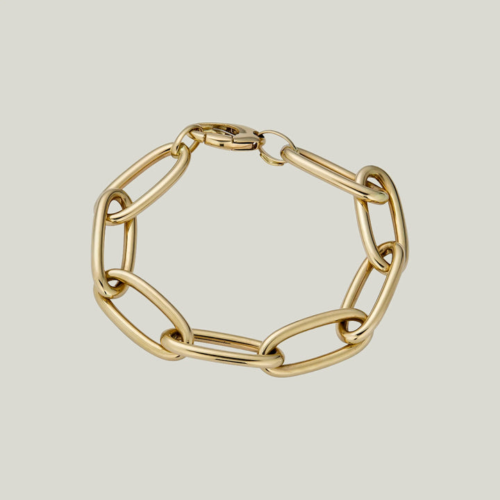 14K Yellow Gold Oval Link Bracelet 7"