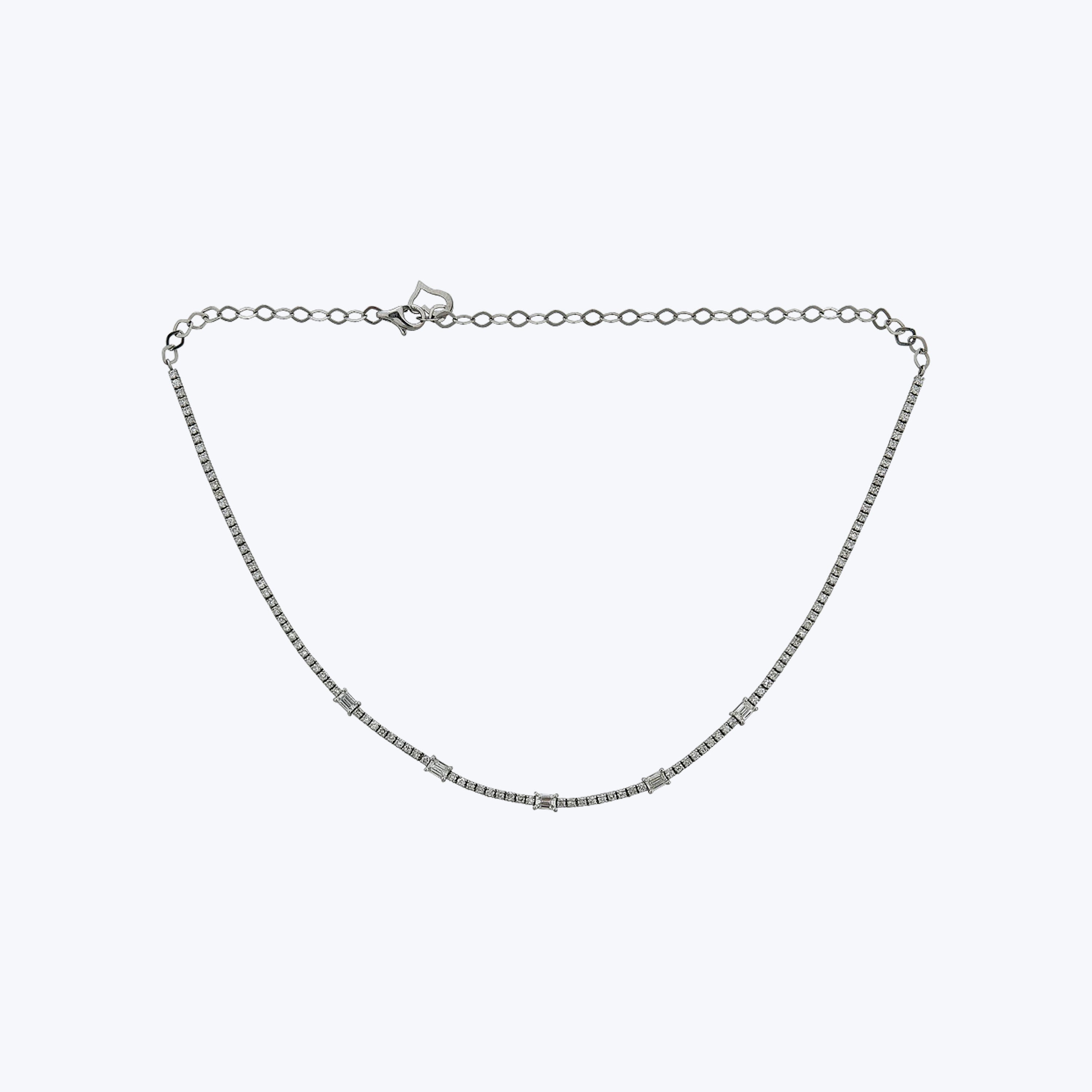 14K White Gold Diamond Choker 2.7 Cts. 16"