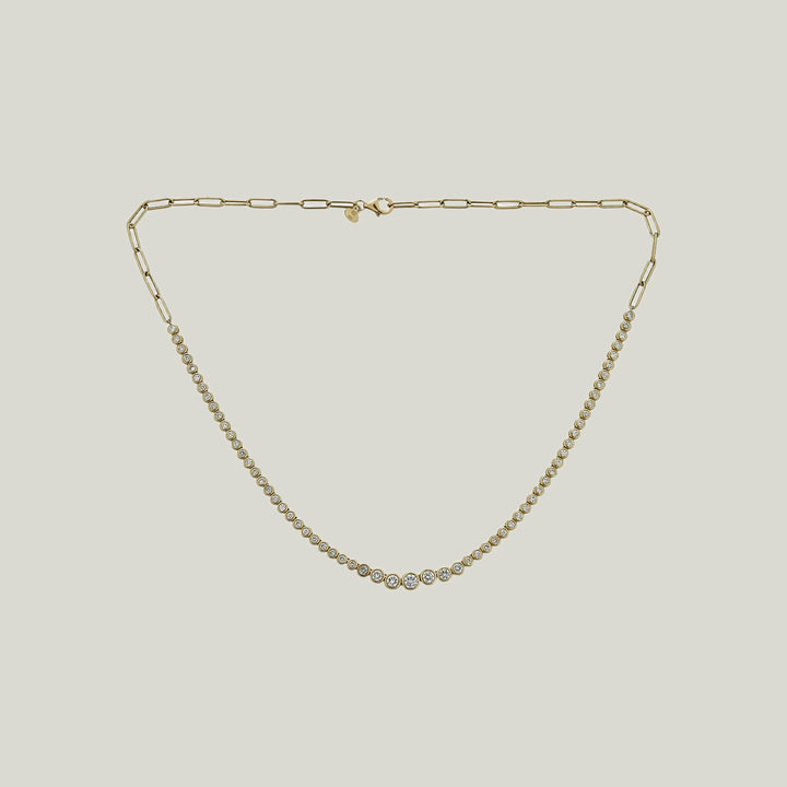 2.57 Ct. 14K Yellow Gold Diamond Tennis Necklace 16"
