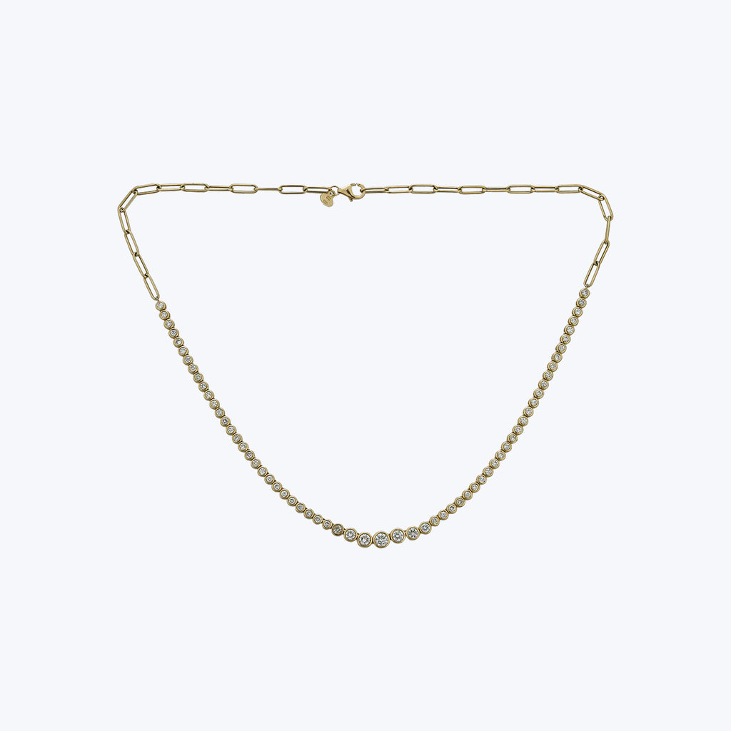 2.57 Ct. 14K Yellow Gold Diamond Tennis Necklace 16"