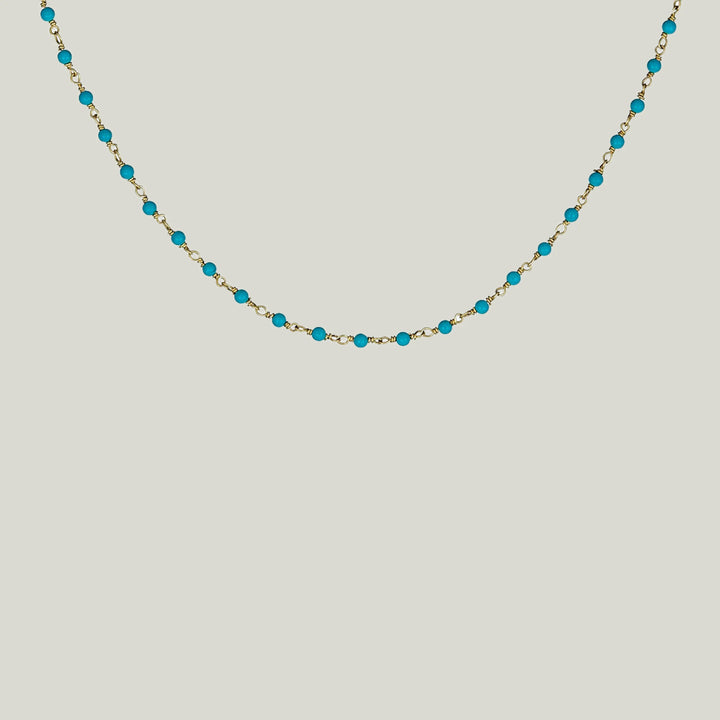 14K Yellow Gold Turquoise Bead Necklace 18"