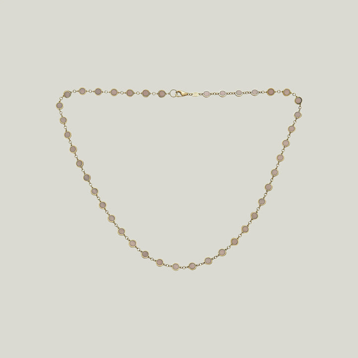 14K Yellow Enamel Disc Necklace 16"