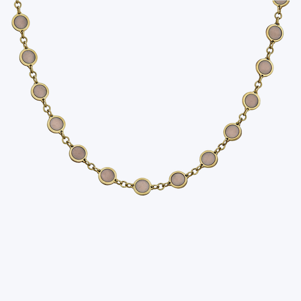 14K Yellow Enamel Disc Necklace 16"