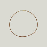 14K Yellow Gold Brown Leather Cord Necklace 16"
