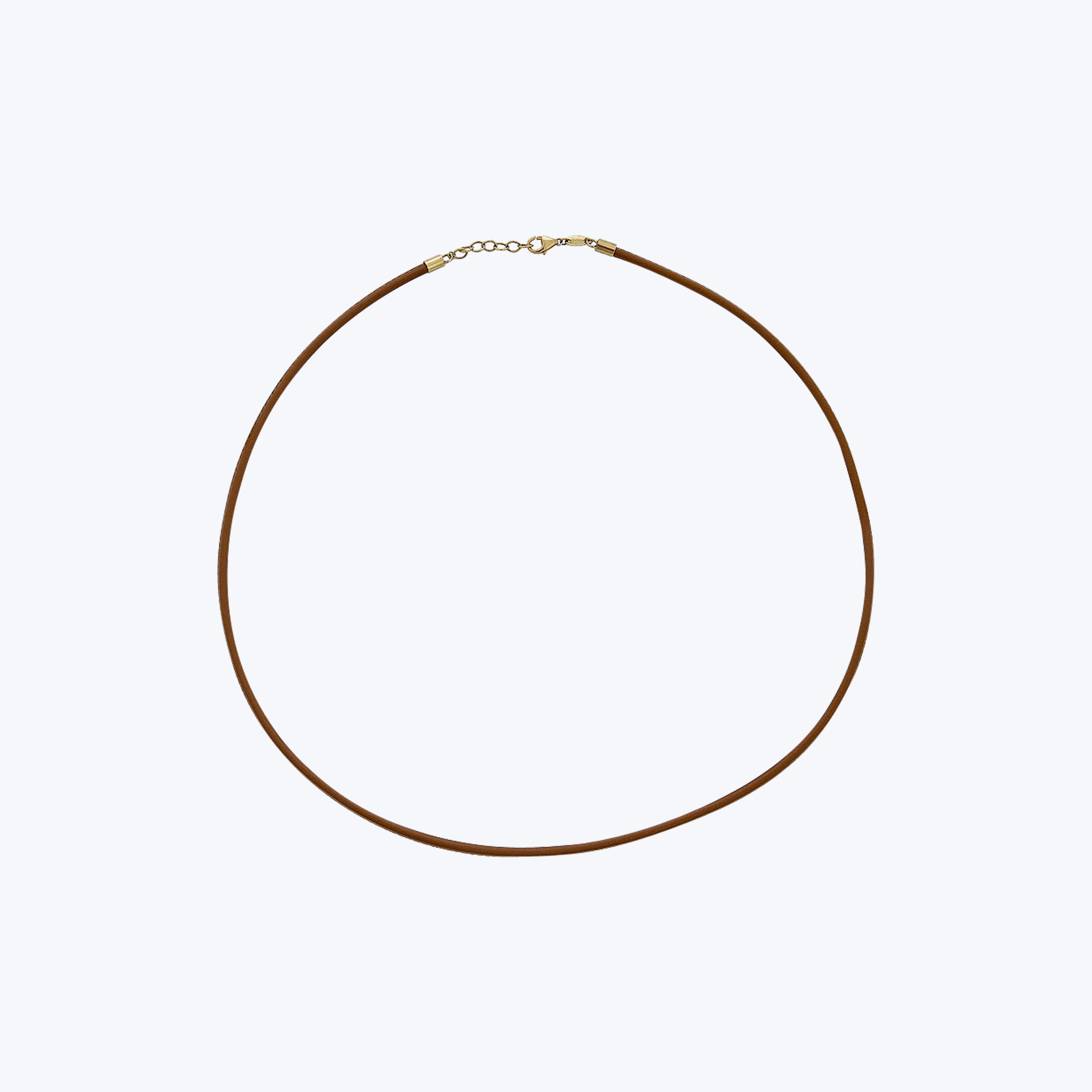 14K Yellow Gold Brown Leather Cord Necklace 16"