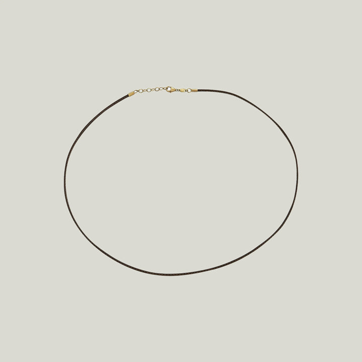 14K Yellow Gold Coffee Leather Cord Necklace 16"