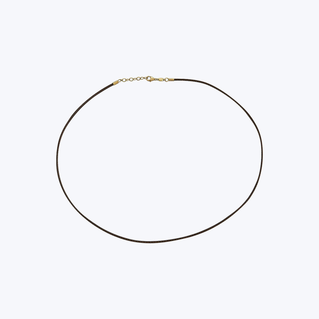 14K Yellow Gold Coffee Leather Cord Necklace 16"