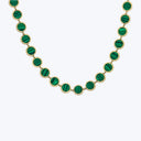 14K Yellow Gold Malachite Disc Necklace 30"