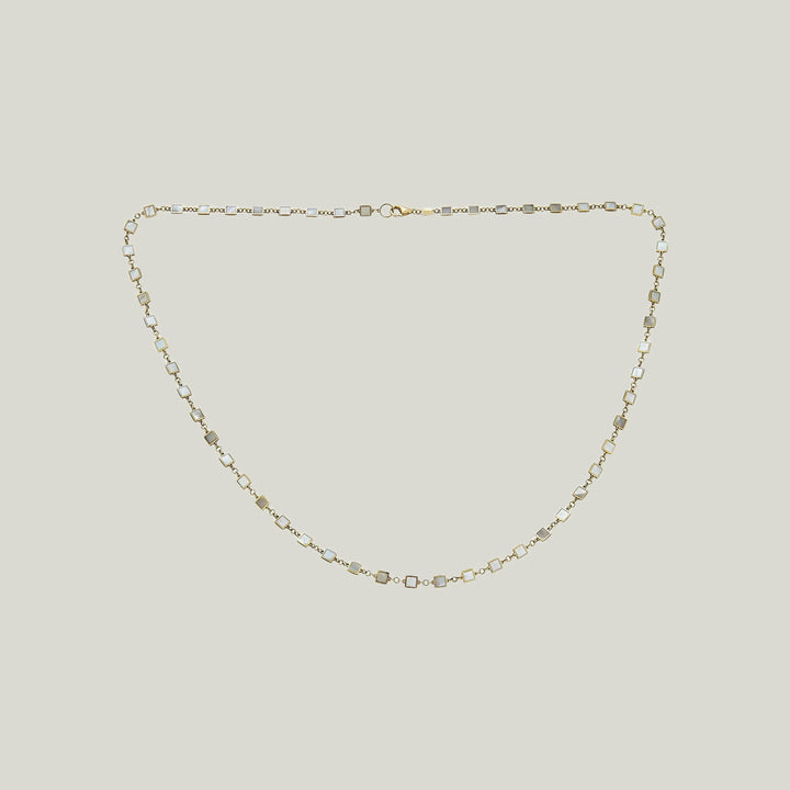 14K Yellow Gold Mother-Of-Pearl Square Necklace 20"