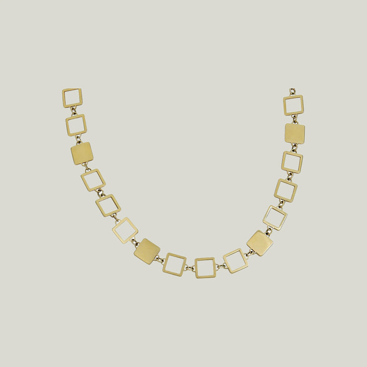 14K Yellow Gold Square Necklace 16"