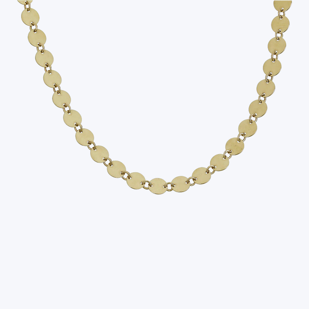 14K Yellow Gold Disc Necklace 16"