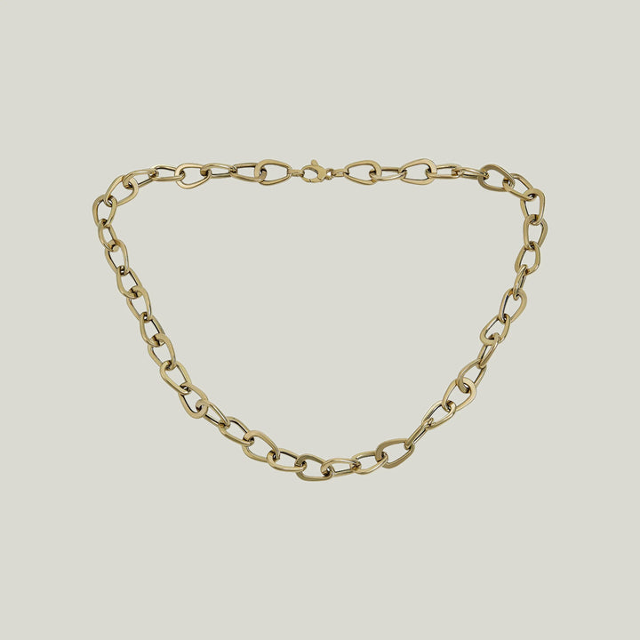 14K Yellow Gold Modern Link Necklace 18"