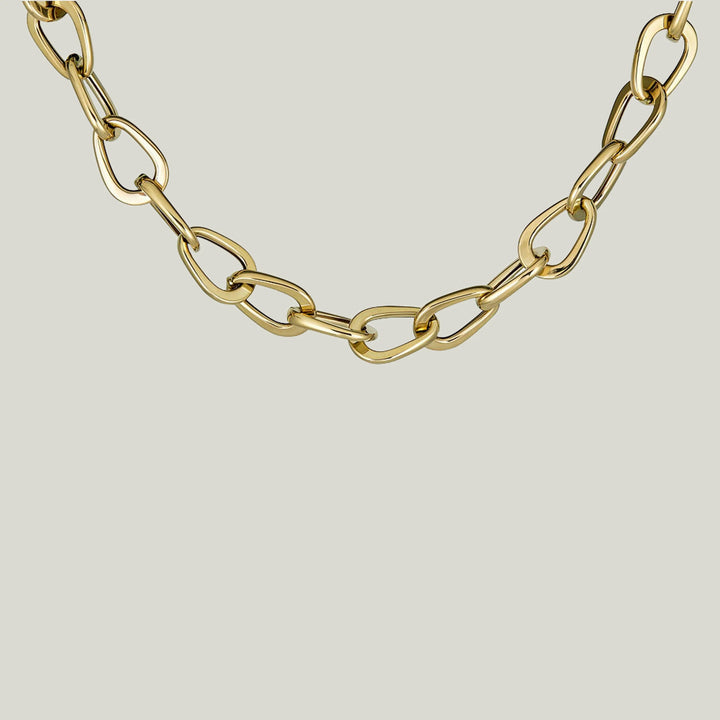 14K Yellow Gold Modern Link Necklace 18"